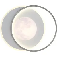 Globo Plafonnier LED, gris noir, design lunaire, D 36,9 cm