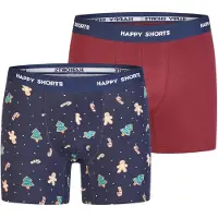 Happy Shorts Boxers 'Christmas' bleu marine / mélange de couleurs / bordeaux