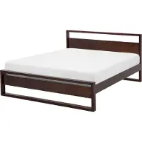 Beliani Lit avec cadre en pin brun foncé 140 x 200 cm avec tête de lit en style rétro