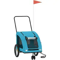 vidaXL Remorque pour vélo Chiens Bleu Tissu Oxford et fer
