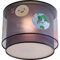 QAZQA Plafonnier pour enfants noir avec vaisseau spatial et étoiles - Harrie dans l'espace