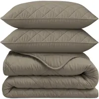 Royal Textile Couverture "Sleeptime Lazy" unie, couleur taupe/gris, dimensions 240 x 200 cm, avec taies d'oreiller