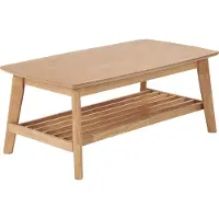 Beliani Table basse en bois brun clair Plateau en MDF Pieds en bois d'hévéa 100 x 50 cm rectangulaire avec étagère design traditionnel