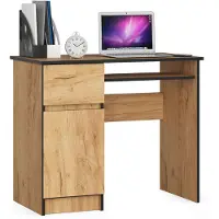 Akord Bureau D'ordinateur PIXEL PK EK CRAFT GAUCHE Noir Mat Db Craft 90 cm avec Étagère Tiroir pour Clavier