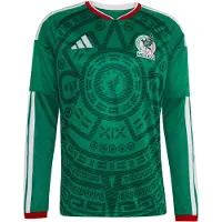 Adidas Maillot 'Mexico 26 Home Long Sleeve' vert / vert foncé / rouge / blanc