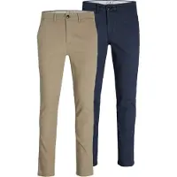 Jack & Jones Pantalon chino 'Macro Dave' beige / bleu foncé