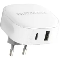 Duracell Chargeur mural USB + USB-C 30W (Noir) (30 W, 2 ports), Chargeur USB, Noir