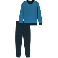 Schiesser Pyjama long 'Basic' bleu / bleu marine