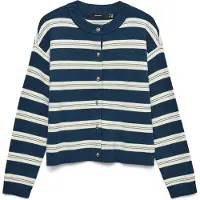 Vero Moda Cardigan 'VMGOLD' bleu denim / blanc