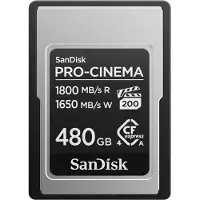 SanDisk PRO-CINEMA Carte CFexpress Type A - 480Go, 480Go, CFexpress Type A, 1800 Mo/s, 1650 Mo/s, résistant aux chutes, à la poussière, à l'eau, noir, métallique