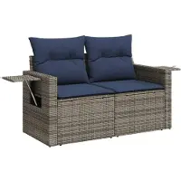 vidaXL Ensemble de 8 canapés de jardin avec coussins, gris, polyrattan