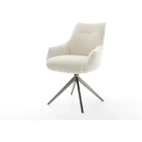 DELIFE Chaise-pivotante Alja-Flex avec accoudoirs tissu teddy beige pied croisé large grafiete pivotement sur 360° fonction bascule resorts ensachés