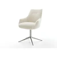 DELIFE Chaise-pivotante Alja-Flex avec accoudoirs tissu teddy beige pied de chaise 4 branches acier inoxydable pivotement sur 360° fonction bascule resorts ensachés