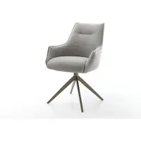 DELIFE Chaise-pivotante Alja-Flex avec accoudoirs tissu structuré doux gris pied croisé large aspect titane pivotement sur 360° fonction bascule resorts ensachés