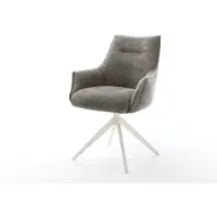 DELIFE Chaise-pivotante Alja-Flex avec accoudoirs bouclé doux couleur boue pied croisé large blanc pivotement sur 360° fonction bascule resorts ensachés