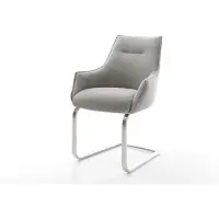 DELIFE Cantilever Alja-Flex avec accoudoirs tissu structuré doux gris pied cantilever plat acier inoxydable resorts ensachés