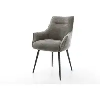 DELIFE Chaise-de-salle-à-manger Alja-Flex avec accoudoirs bouclé doux couleur boue 4 pieds coniques noir resorts ensachés