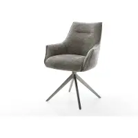 DELIFE Chaise-pivotante Alja-Flex avec accoudoirs bouclé doux couleur boue pied croisé large grafiete pivotement sur 360° fonction bascule resorts ensachés