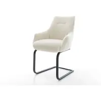 DELIFE Cantilever Alja-Flex avec accoudoirs tissu teddy beige pied cantilever plat noir resorts ensachés