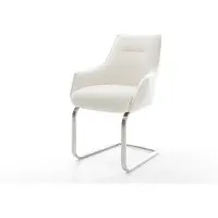 DELIFE Cantilever Alja-Flex avec accoudoirs bouclé doux beige pied cantilever plat acier inoxydable resorts ensachés