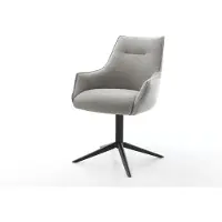 DELIFE Chaise-pivotante Alja-Flex avec accoudoirs tissu structuré doux gris pied de chaise 4 branches noir pivotement sur 360° fonction bascule resorts ensachés