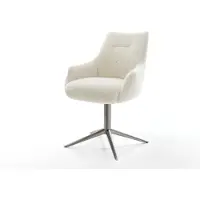 DELIFE Chaise-pivotante Alja-Flex avec accoudoirs tissu teddy beige pied de chaise 4 branches grafiete pivotement sur 360° fonction bascule resorts ensachés