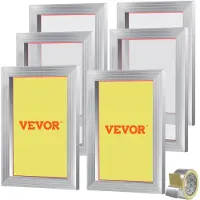 Vevor Lot de 6 Cadres de Sérigraphie Kit de Sérigraphie Cadre en Aluminium 25,4x35,6 cm avec Maille 110 en Polyester Réutilisable Nettoyage Facile Accessoires de Sérigraphie Tissu Papier Plastique
