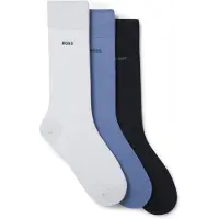 BOSS Lot de trois paires de chaussettes mi-mollet en maille stretch