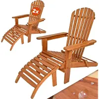 Casaria 2x Transat de jardin Adirondack en bois avec repose-pied