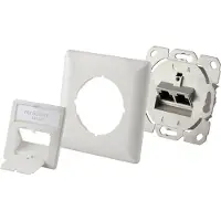Renkforce Prise réseau encastrée Insert avec plaque centrale et cadre CAT 6a 2 ports blanc (RF-4695152)