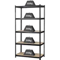 Toolcraft Rayonnage lourd TOOLCRAFT (l x h x p) 900 x 1800 x 450 mm métal, MDF noir bois 1 pc(s)