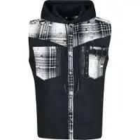 Vixxsin Veste Sans Manches Gothic de - Luther - Veste Sans Manches Noires & Blanches - L - XXL - pour Homme - noir/gris/blanc - Taille XXL
