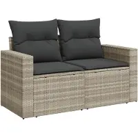 vidaXL Canapé de jardin 2 places et coussins gris clair résine tressée