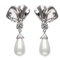 Faina Boucles d'oreilles argent / blanc
