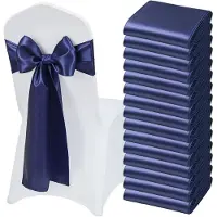 Vevor Nœud de Chaise en Satin Luxueux Bleu Marine 50 Pièces