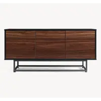 En.casa Buffet bas 'Boxholm' avec 3 portes Push-to-Open 120 x 30 x 55 cm Noir / Noyer