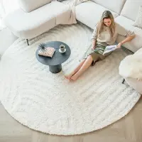 FRAAI Tapis scandinave rond - Lova Arches Crème | Ø 100 cm | Rond | Pile haute