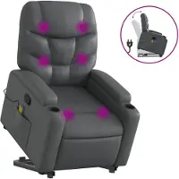 vidaXL Fauteuil de massage avec releveur Gris Similicuir