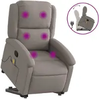 vidaXL Fauteuil inclinable de massage Taupe Tissu