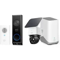 Eufy Security S340 SoloCam - 360° buitencamera + HomeBase 3 + E340 deurbel incl Gong-, Caméra réseau, Noir