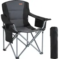 Vevor Chaise de Camping Pliante en Plein Air 98x63x99 cm Chaise de Pêche Extérieur en Inox Charge 158 kg Siège Pliant Portable Léger avec Porte-Gobelet 3 Sacs de Rangement pour Pique-Nique Randonnée
