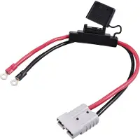 TRU COMPONENTS Hochstromstecker auf M6-Ringkabelschuh, mit Sicherungshalter TC-12195704 Schwar, Câble + prise électronique, Rouge, Noir