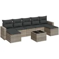 vidaXL Ensemble de jardin canapé 8 pièces avec coussins gris clair Poly rotin
