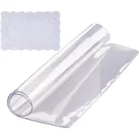 Vevor Nappe Carrée Transparente 30,5x30,5 cm Film de Table Transparent en PVC Épaisseur 1,5 mm avec Coins Arrondis Découper sur Mesure avec Nappe en Tissu 45x30 cm Protection de Table Transparente