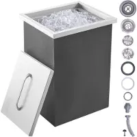 Vevor Bac à Glace Encastrable 25,3 L 355x305x461 mm Boîte Isotherme pour Glace avec Couvercle en Inox Alimentaire Conservateur à Glaçons pour Boissons Bières Fraîches Cuisine Extérieure Bar Domicile