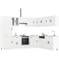 vidaXL Ensemble d'armoires de cuisine Porto 14 pièces blanc bois composite