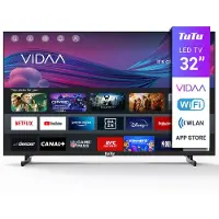 Tutu Vidaa TV - LED HD - 32 inch/82 cm - Borderless design - Tripple Tuner DVB-T/T2/S/S2/C - HDMI x3, USB x2, CI+ - Streaming apps - Montage à Eindhoven - TUV32HQ1B