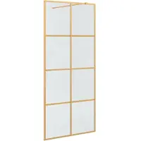 vidaXL Paroi de douche Walk-in Or 90 x 195 cm Verre trempé