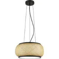 Globo Lampe suspendue Bambora noir avec du bambou