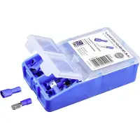 TRU COMPONENTS Assortiment de cosses/fiches plates entièrement isolées, 140 pièces, Câble + prise électronique, Bleu